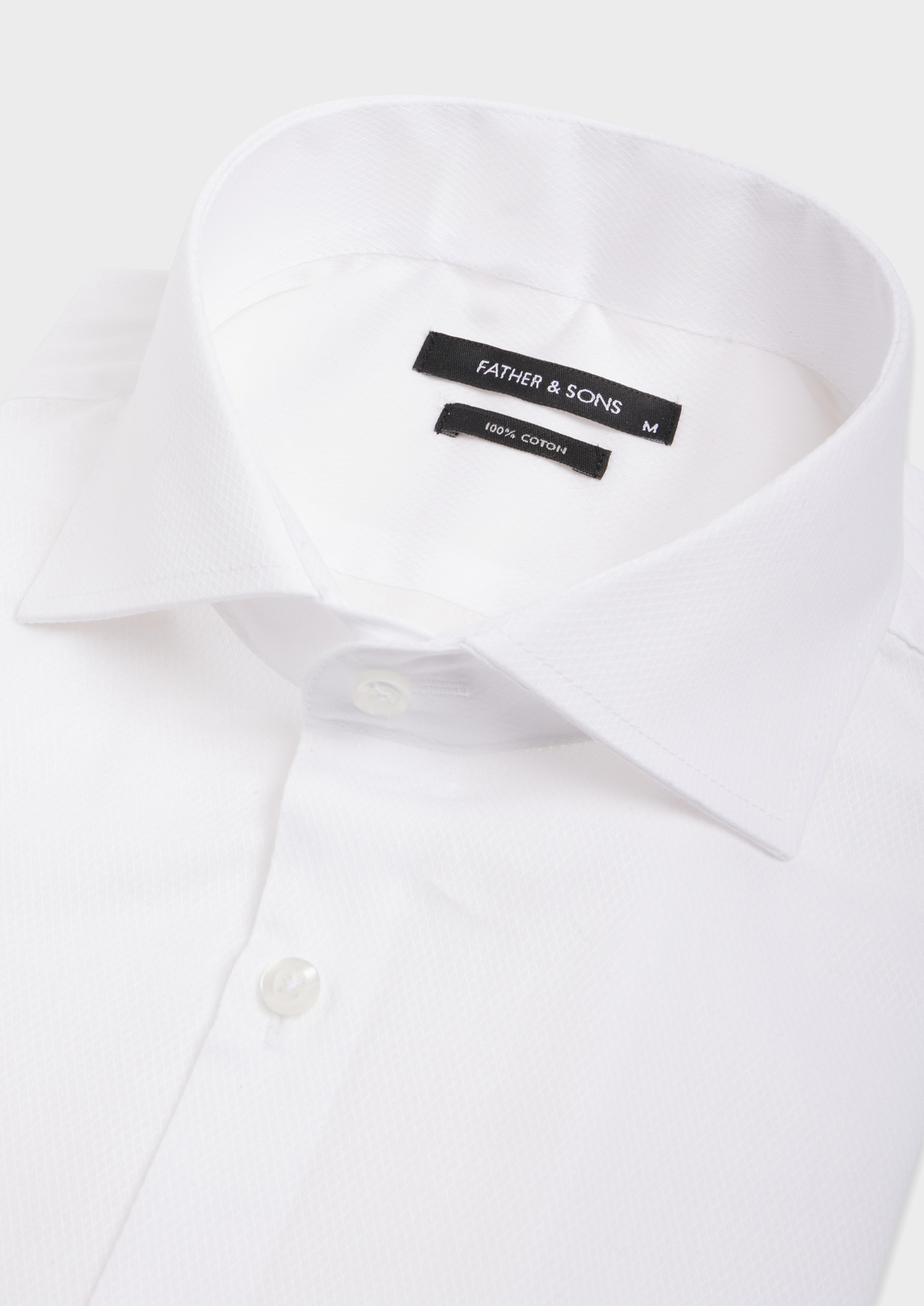 Chemise habillée Slim en coton bio façonné uni blanc