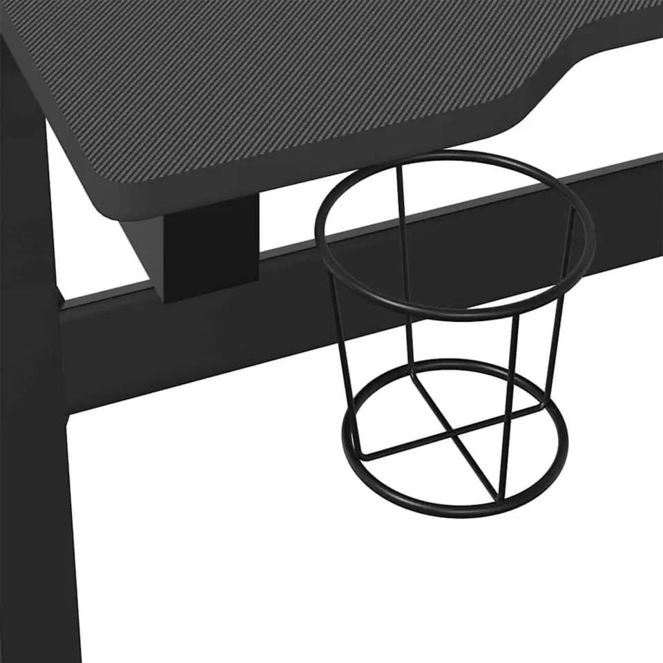vidaXL - Led-gamingbureau - Zwart - Bewerkt hout - 90 x 60 x 75 cm