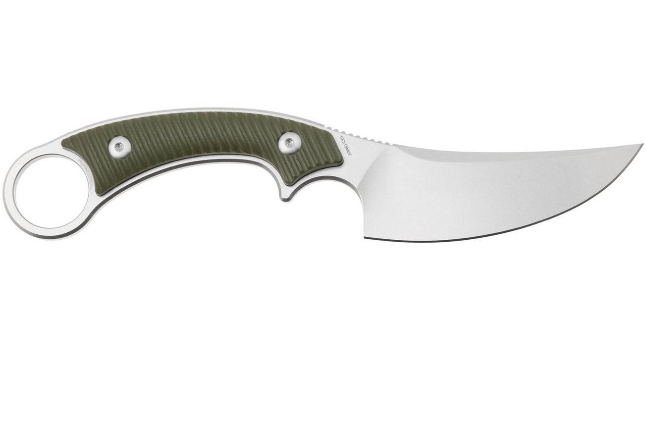 QSP Knife Viper QS166-B1 Stonewashed 10Cr15MoV, Green G10, vaststaand mes