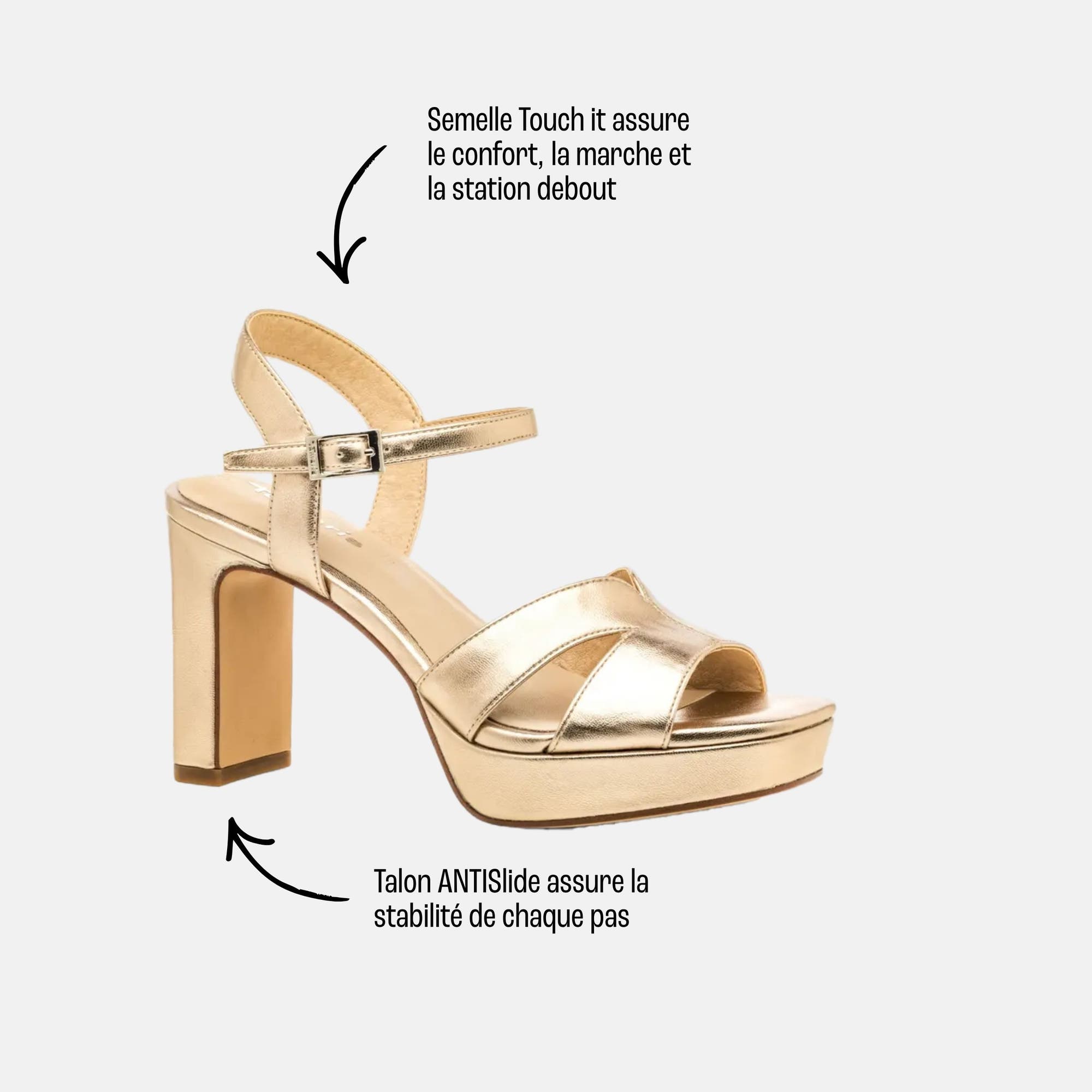 Nu-pieds à talon Femme or