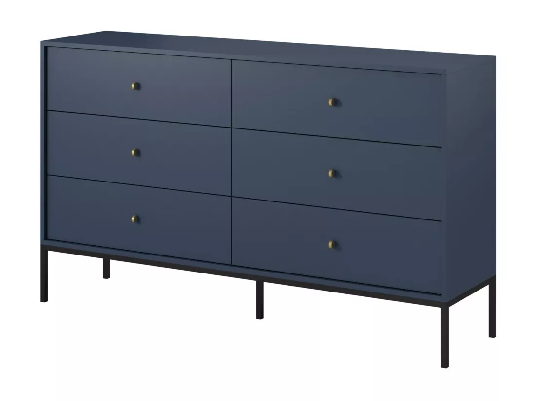 Commode - 154 cm - 6 tiroirs - bleu marine - MONNE