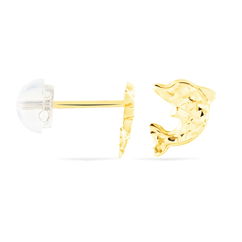 Boucles D'oreilles Puces Arisaema Dauphin Or Jaune