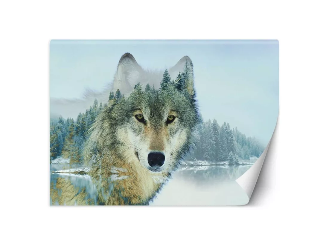 Papier peint loup et un lac - 250 x 175 cm