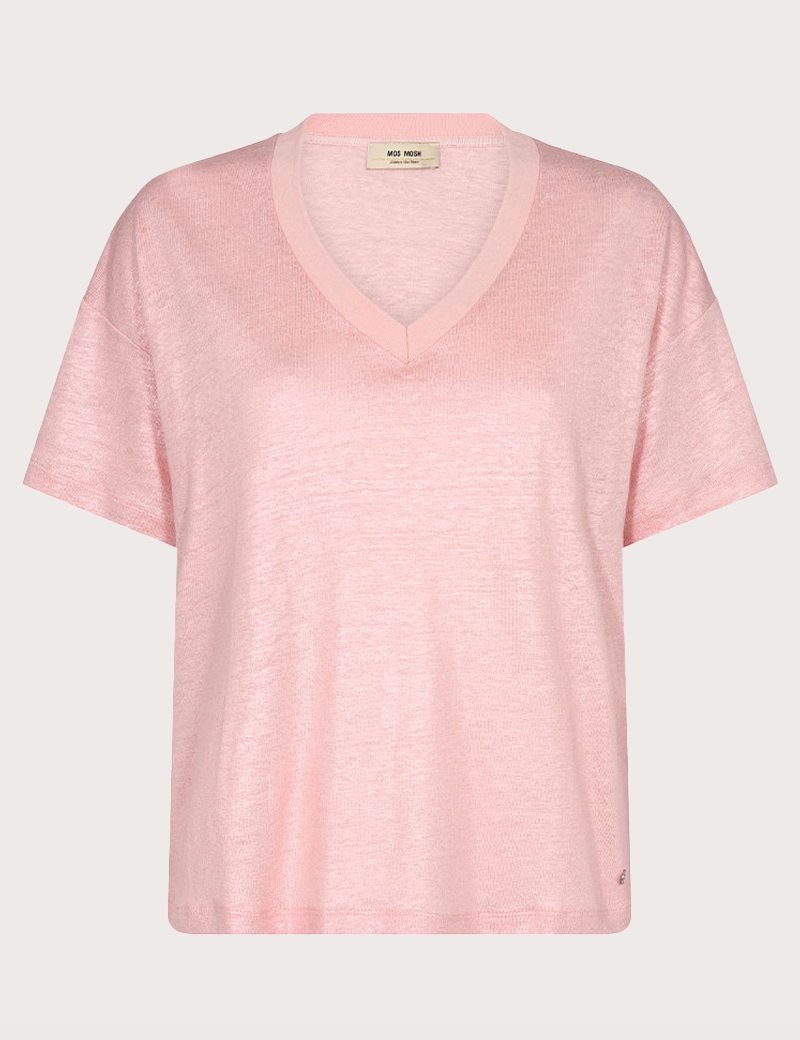 MOS MOSH T-SHIRT FEMME CASA COL V ROSE