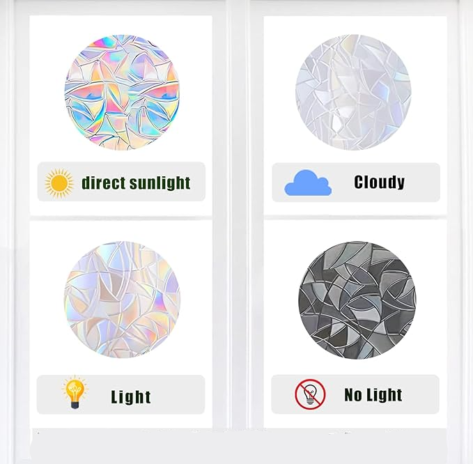 (13er Set) Holographische Weihnachts Fenster Folien Aufkleber Christmas Home Deko Prisma Suncatcher Sticker - Schneeflocke