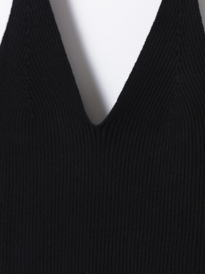 Top cropped de tricô - Preto