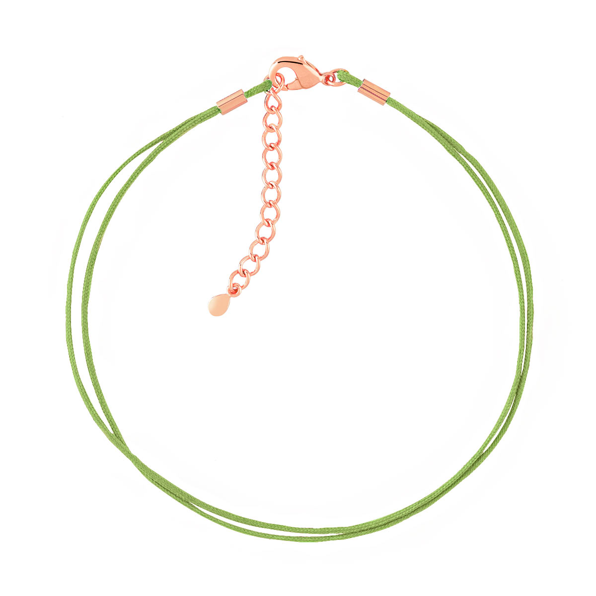 Bracelet plaqué or rose cordon coton vert