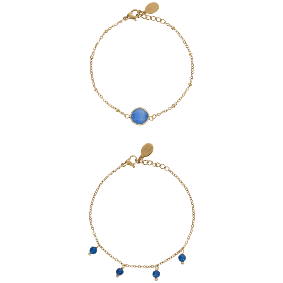 Gold plated armbandjes met edelsteen 2 stuks | diverse varianten