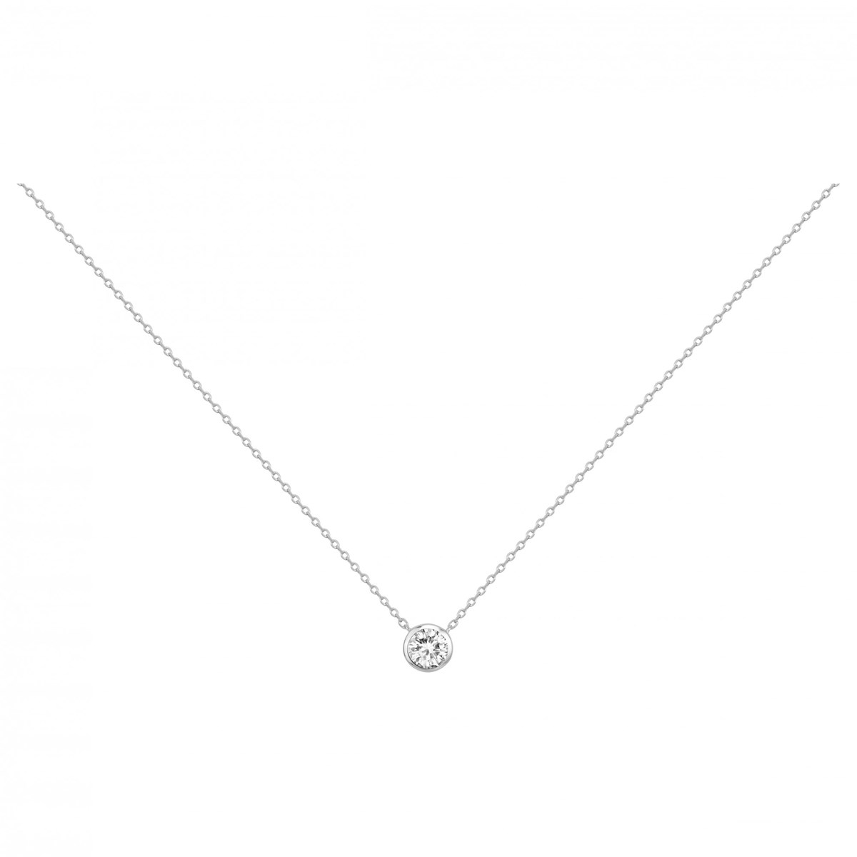 Collier mono-motif en Argent avec oxyde de zirconium blanc