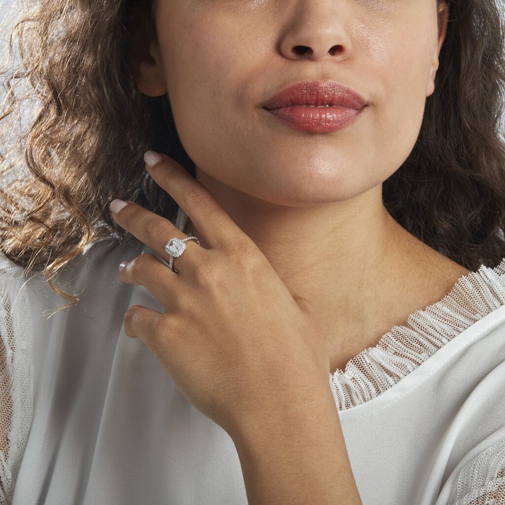 Bague Solitaire Cadmos Argent Blanc Oxyde De Zirconium