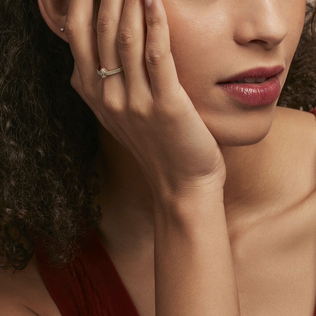 Bague Plaqué Or Lame Oxyde De Zirconium