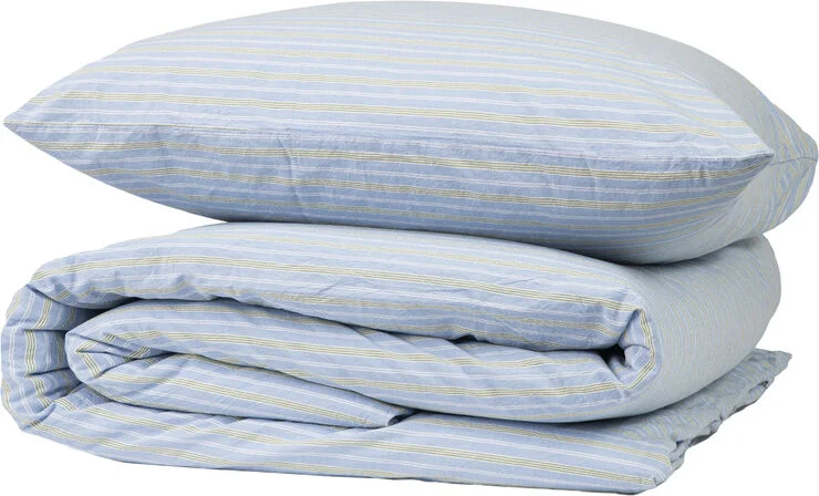 Magasin du Nord Collection Stripe washed percale 140x220cm blue/green Blue/green