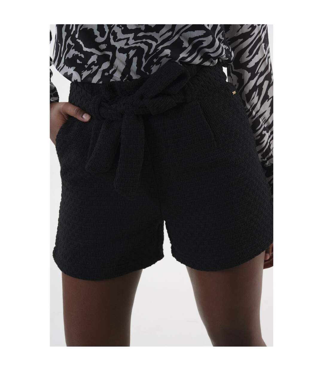 Short paperbag en tweed SAFIRA