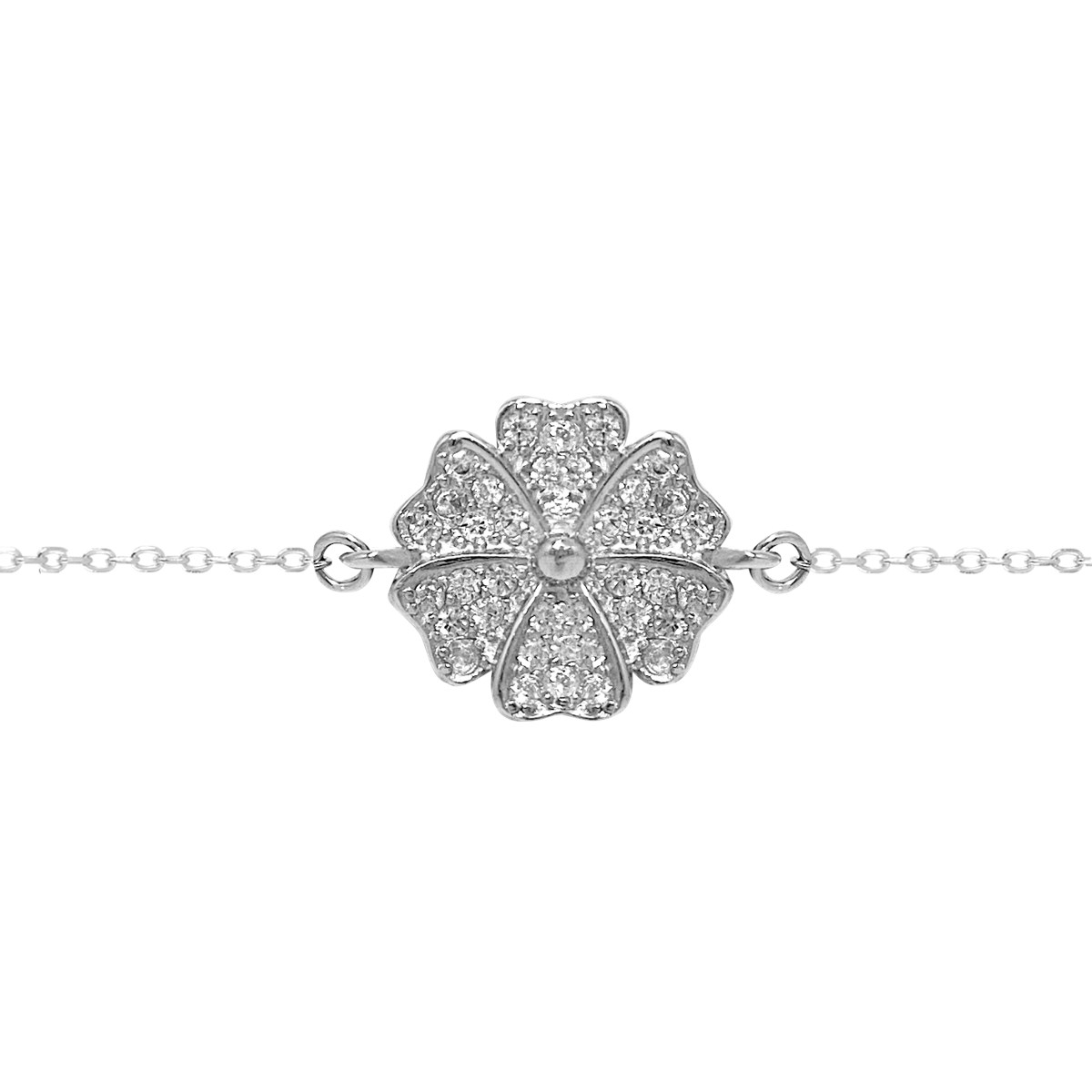 Bracelet en argent 925 rhodié avec oxydes de zirconium