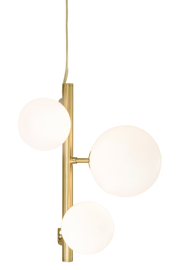 Molekyl vegglampe Matt messing med opalhvite glass.