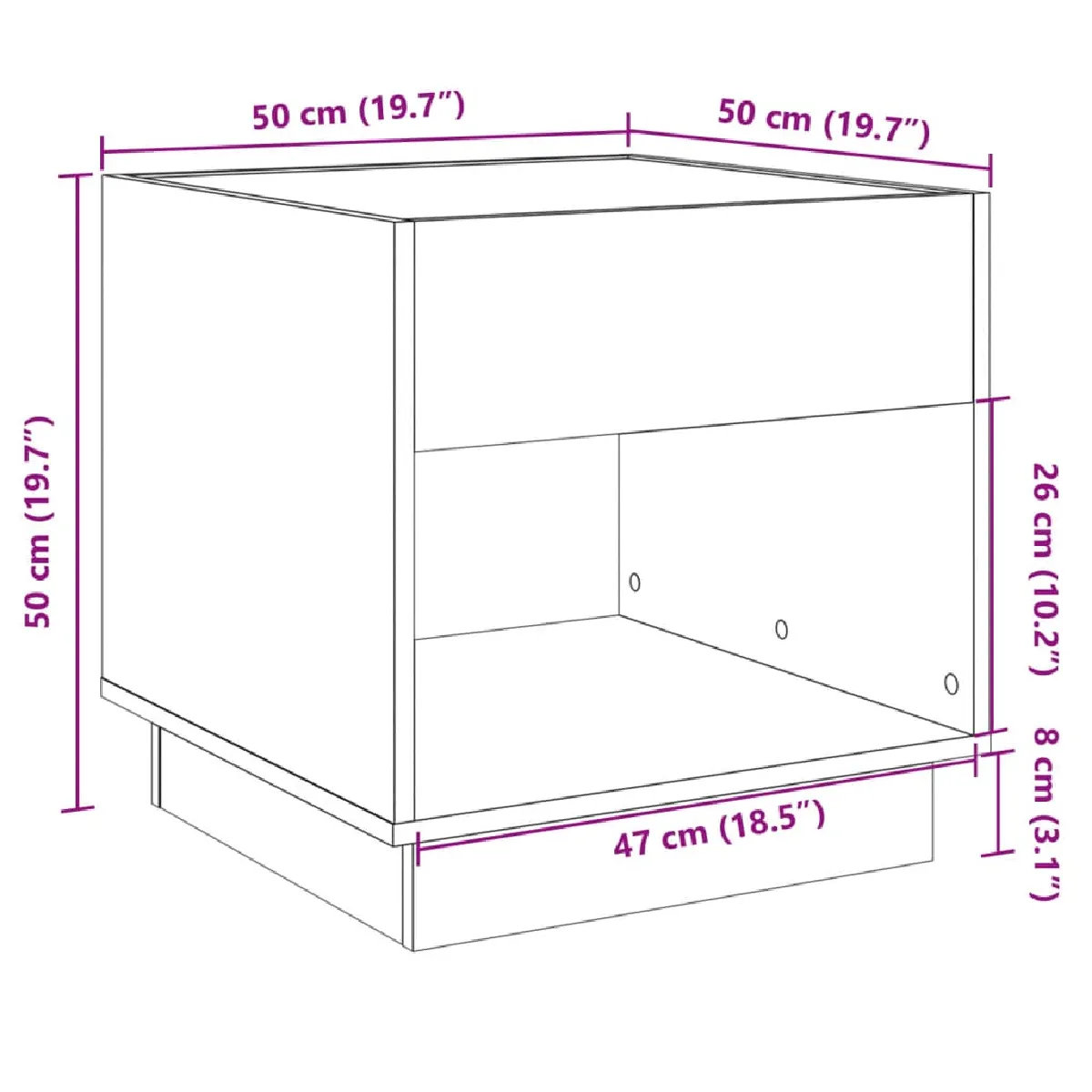vidaXL Table de chevet LED - Noir