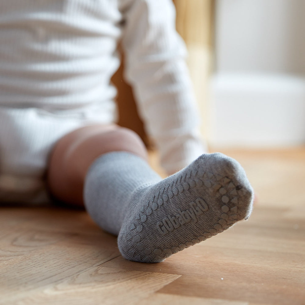 Køb Gobabygo Grey Melange Non-Slip Strømper Bambus