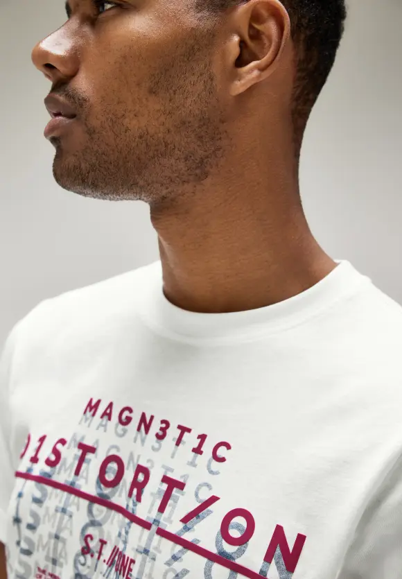 Jersey Shirt mit Print - broken white