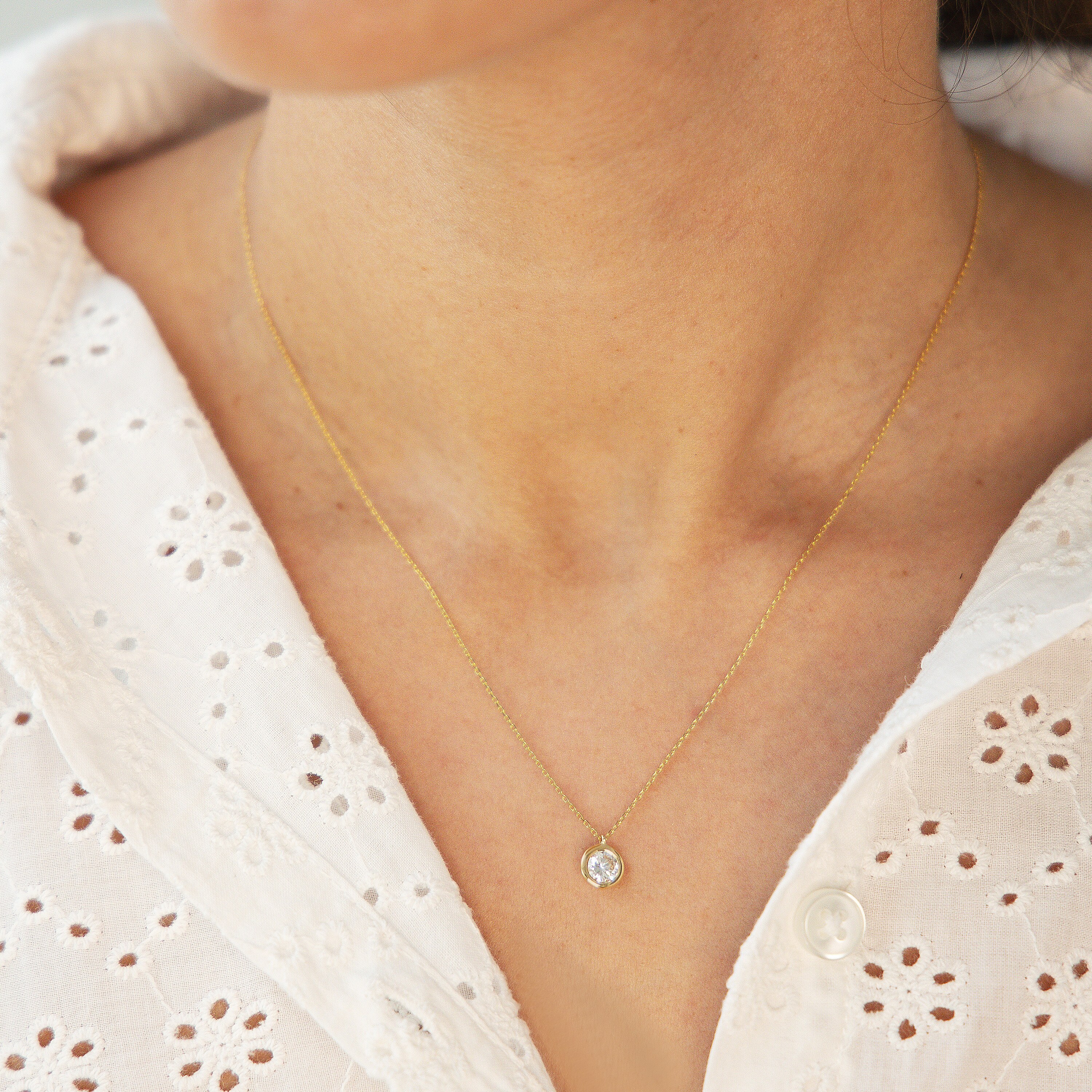 Diam Addict Halskette 585 Gelbgold im Labor gezüchteten Diamanten