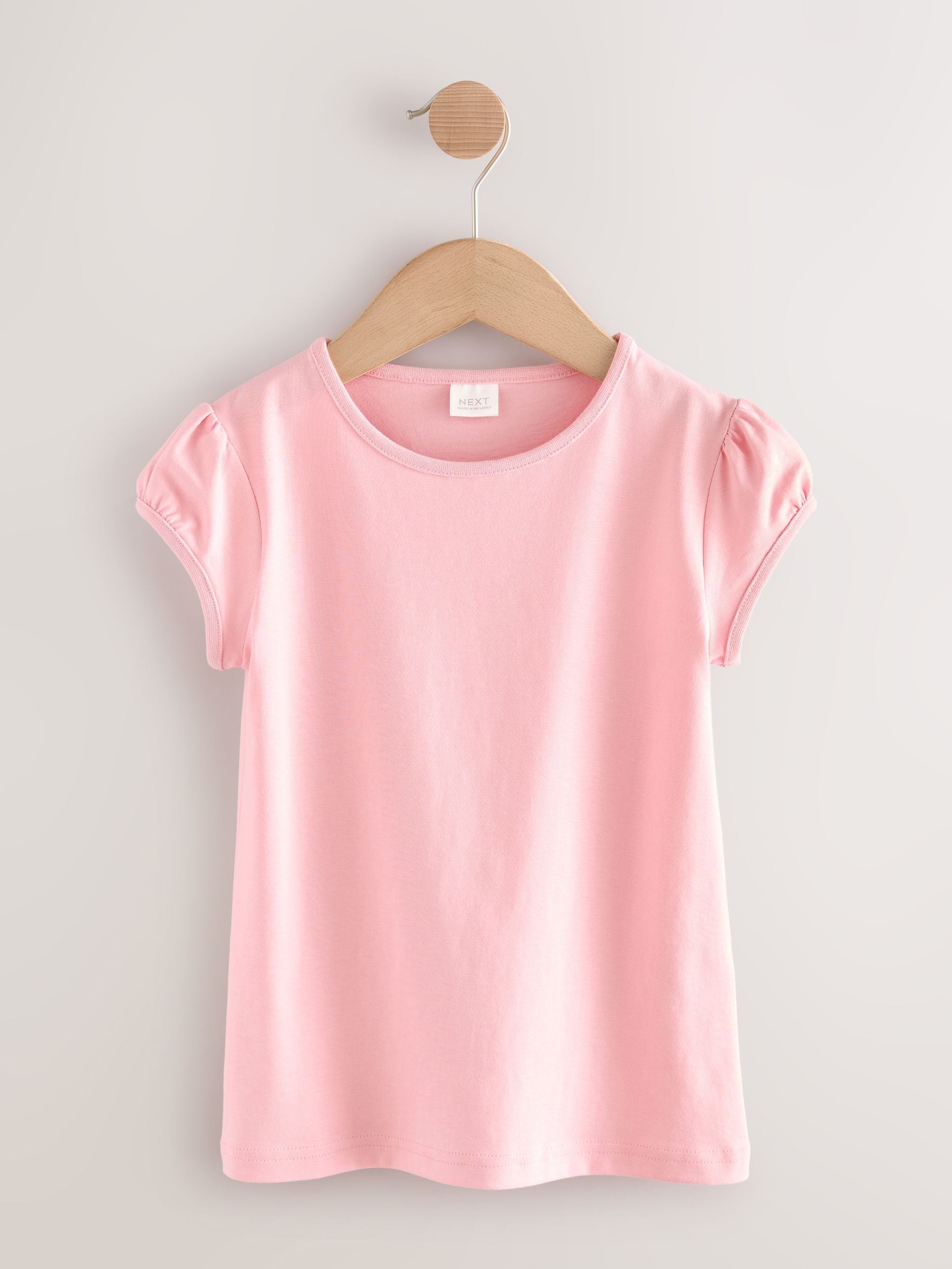 Roze - 2 -pack T-shirts met pofmouwen (3-16jaar)