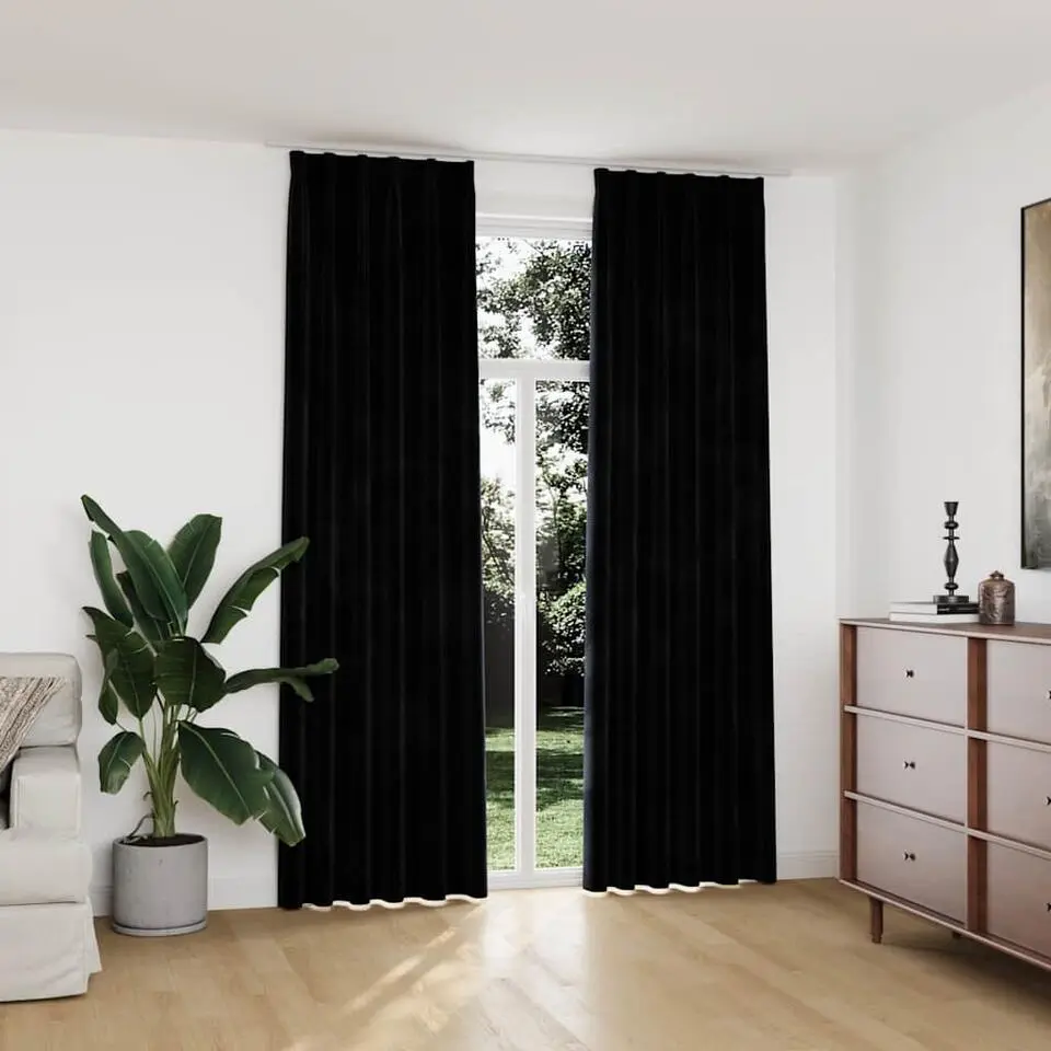 vidaXL - Gordijn - Zwart - Fluweel - 140 x 245 cm - 2 stuks