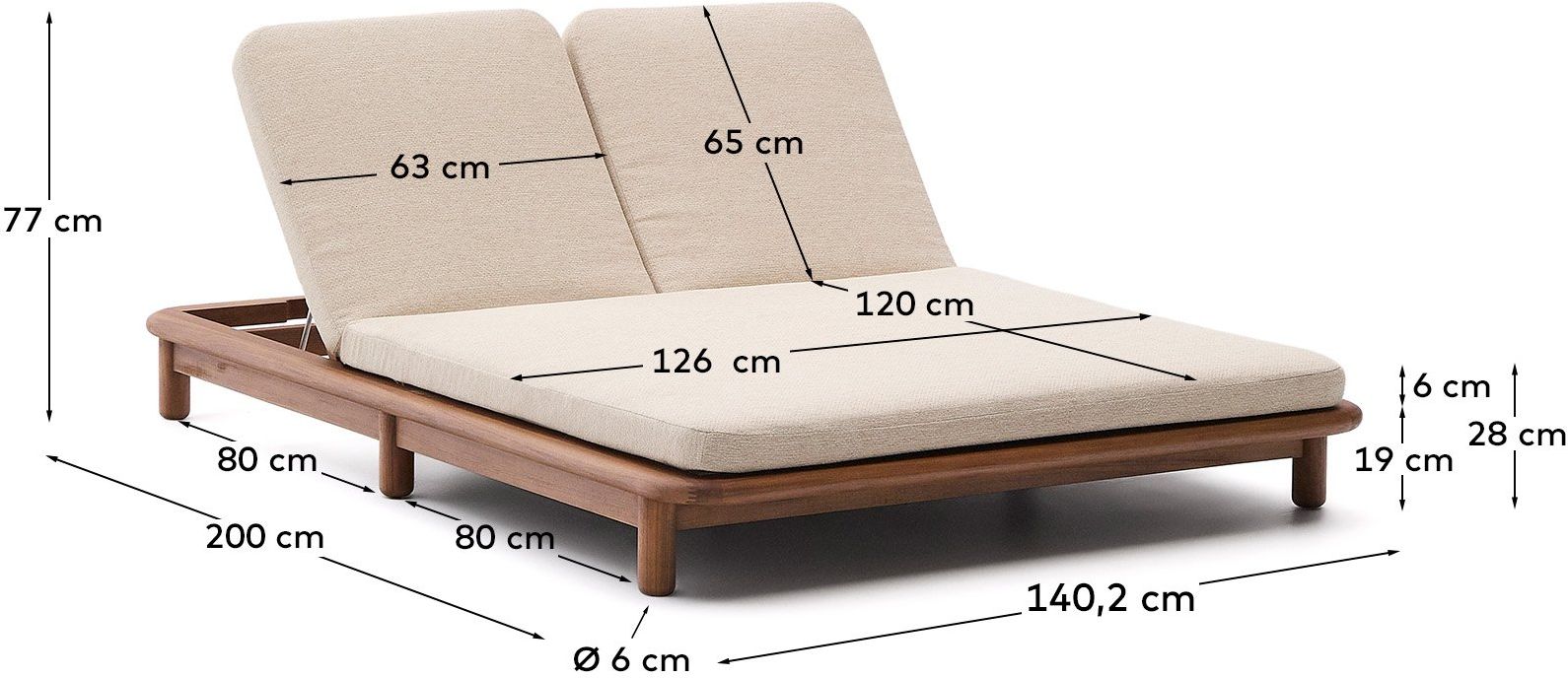 Kave Home   Turqueta 2-persoons Ligstoel
