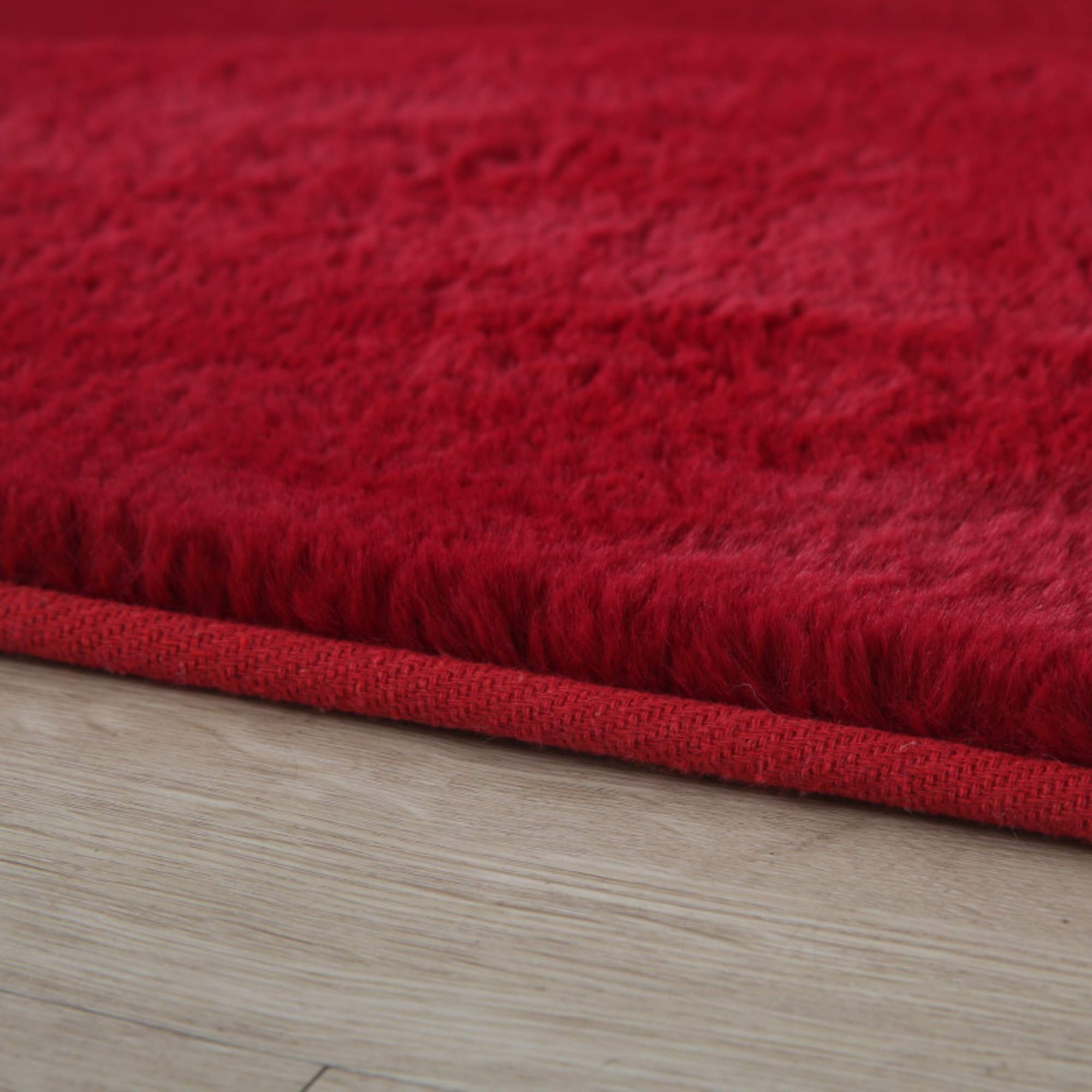 Weicher Hochflor Teppich Wohnzimmer Einfarbig, Felloptik, Flauschig, Rutschfest,