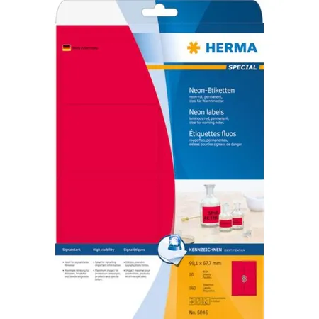 HERMA Etiketten, neonrot, 99,1 x 67,7mm, 160 Stück