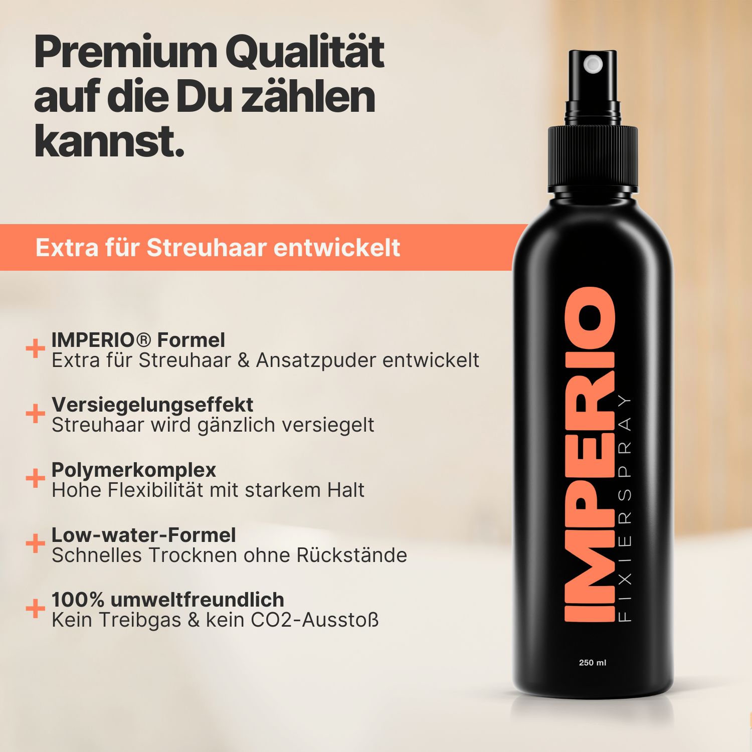 IMPERIO® Fixierspray zur Versiegelung von Strauhaar & Ansatzpuder