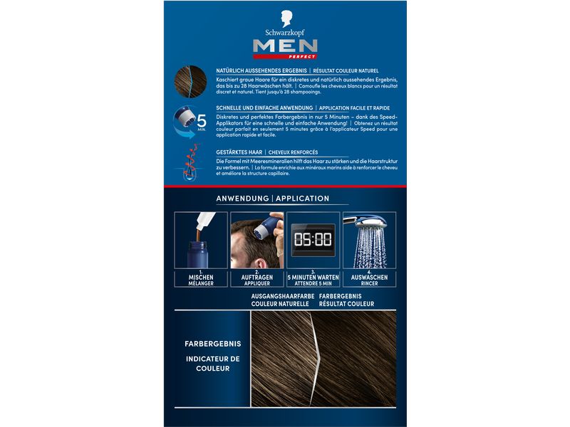 Schwarzkopf Men Perfect Haarcoloration Anti-Grau 70 Dunkelb Leicht anzuwendende Gel-Coloration für Männer