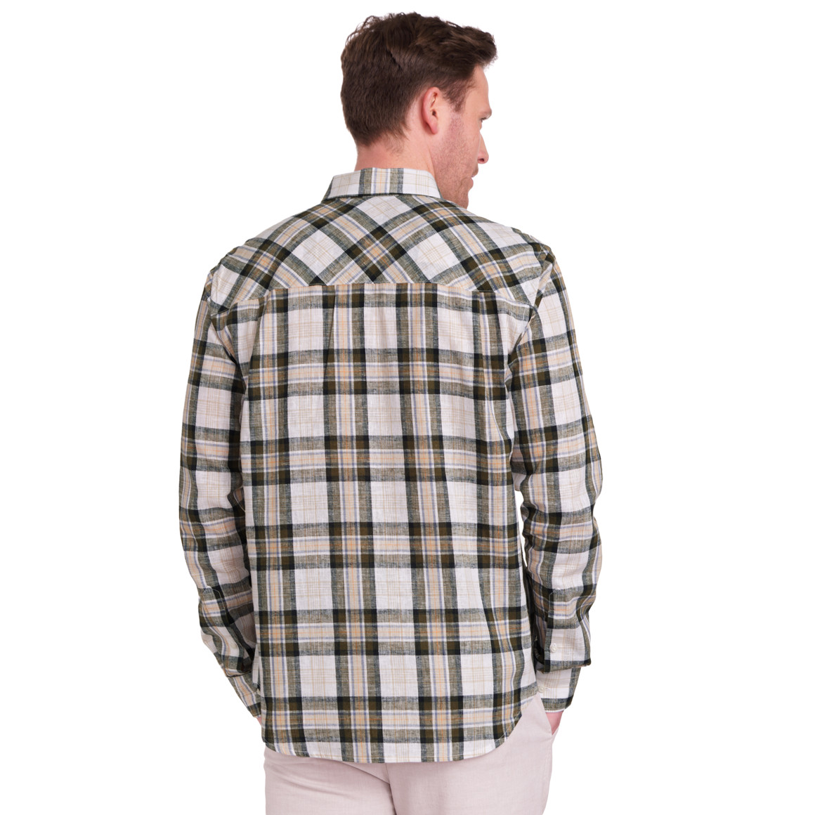 VanVaan Herren Leinen-Hemd mit Karo-Muster weiss / bunt