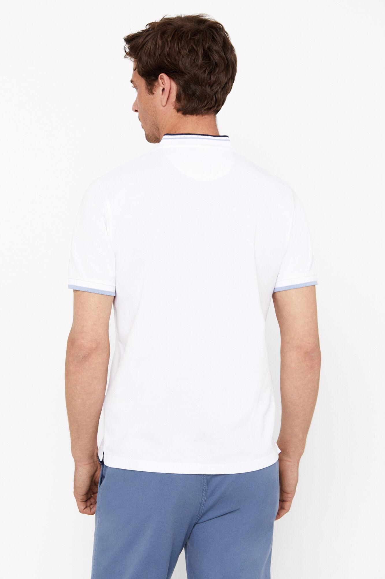 Camisa polo com gola bomber - Branca