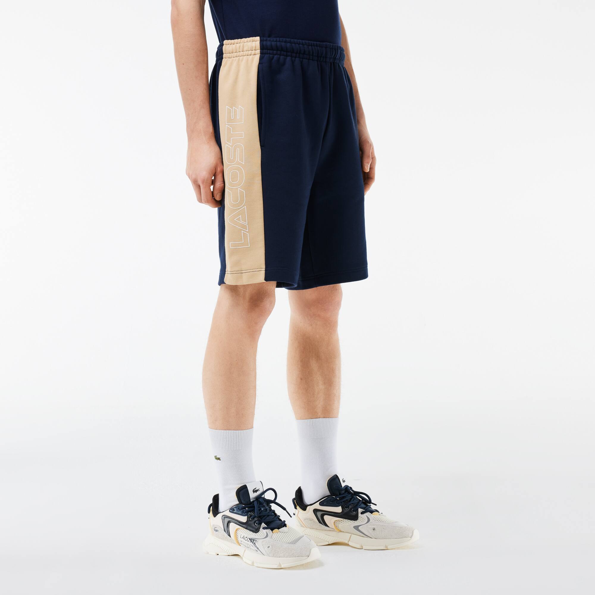 Jogger Shorts aus ungerautem Fleece mit Colourblock Bermudas - Blau - Lacoste - Herren
