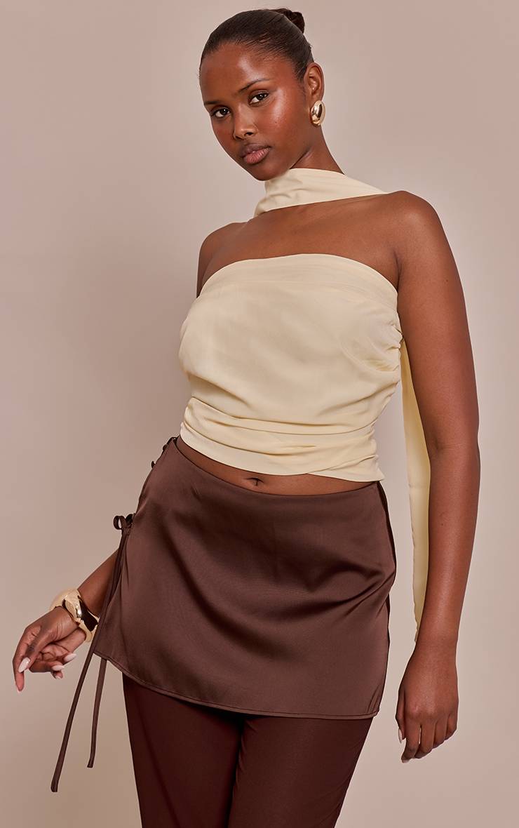 Butter Cream Top Bandeau En Mousseline Avec Détail Foulard