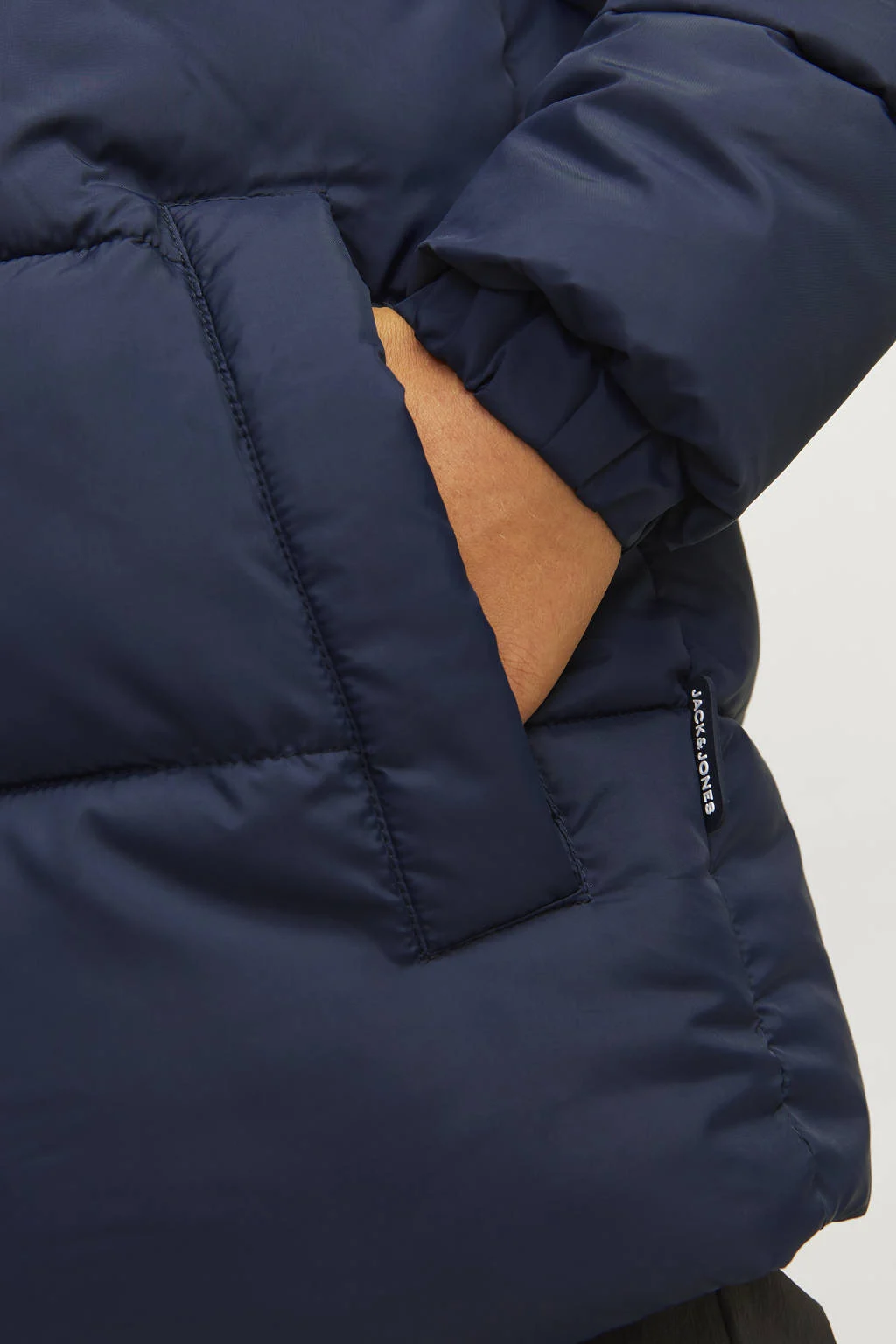 JACK & JONES gewatteerde jas donkerblauw/zwart