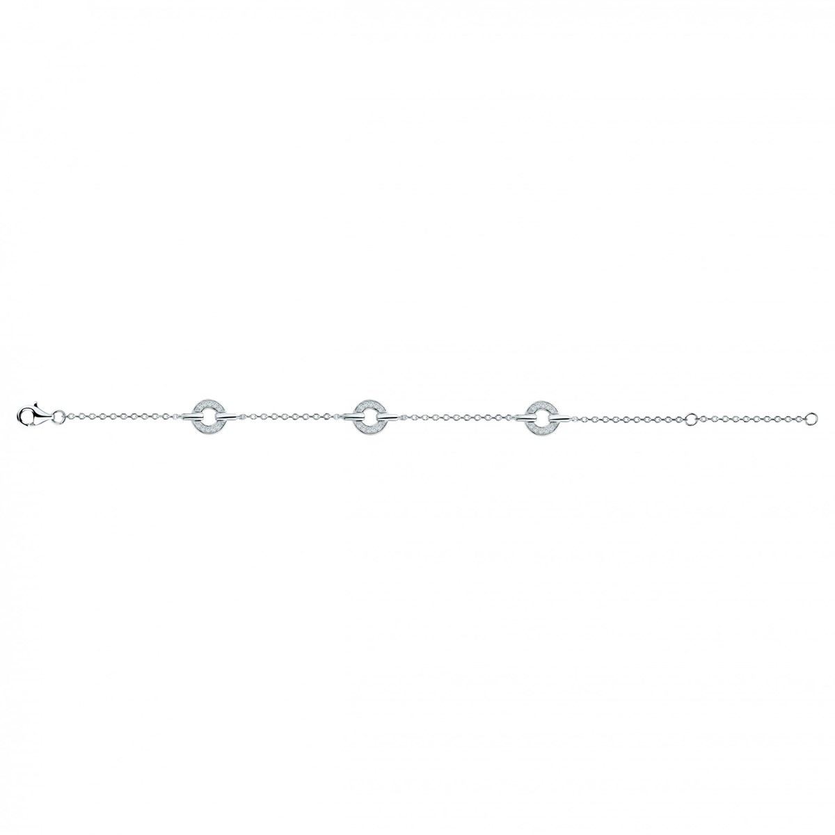 Bracelet souple multi-motifs en Argent avec oxyde de zirconium blanc