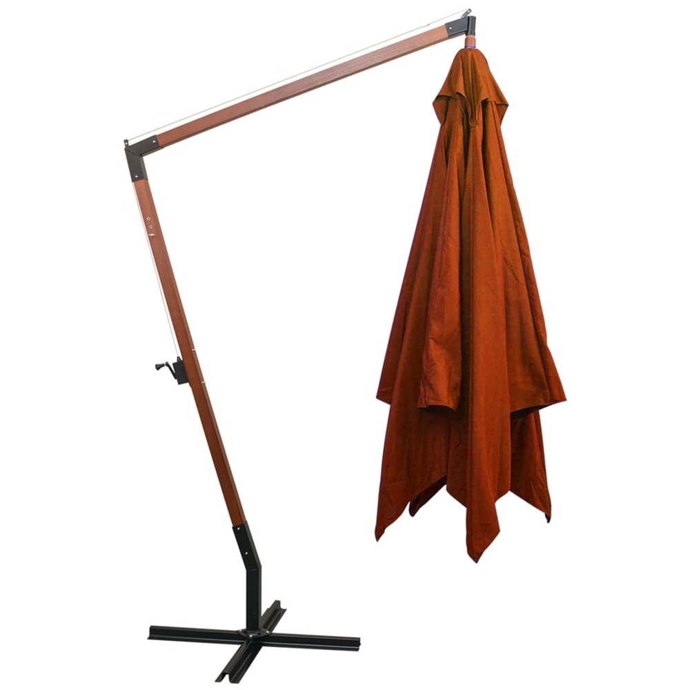 Parasol suspendu avec mât 3 x 3m bois de sapin massif orange