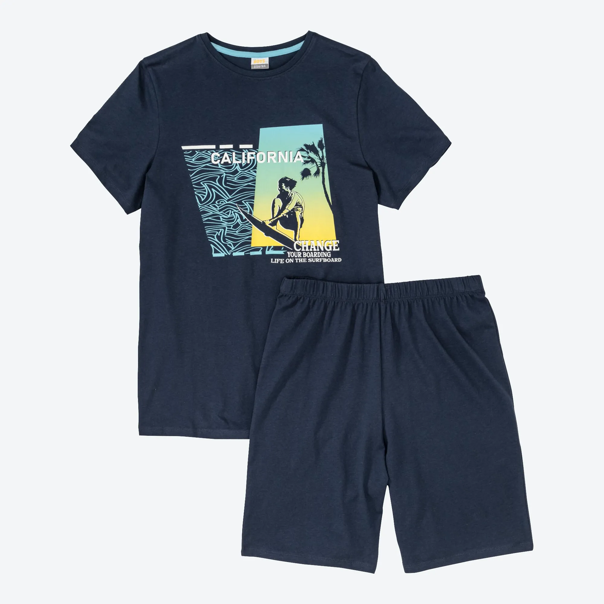 Jungen-Shorty mit Front-Aufdruck, 2-teilig