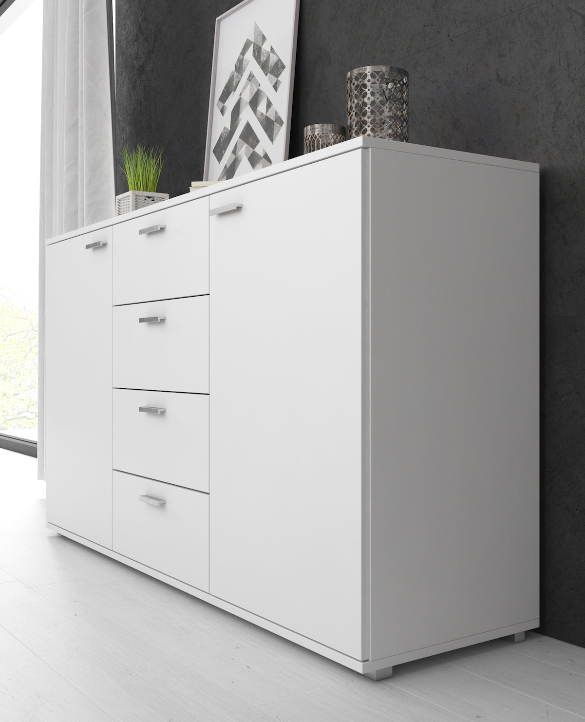 Meubella - Dressoir Dento - Wit - 150 cm