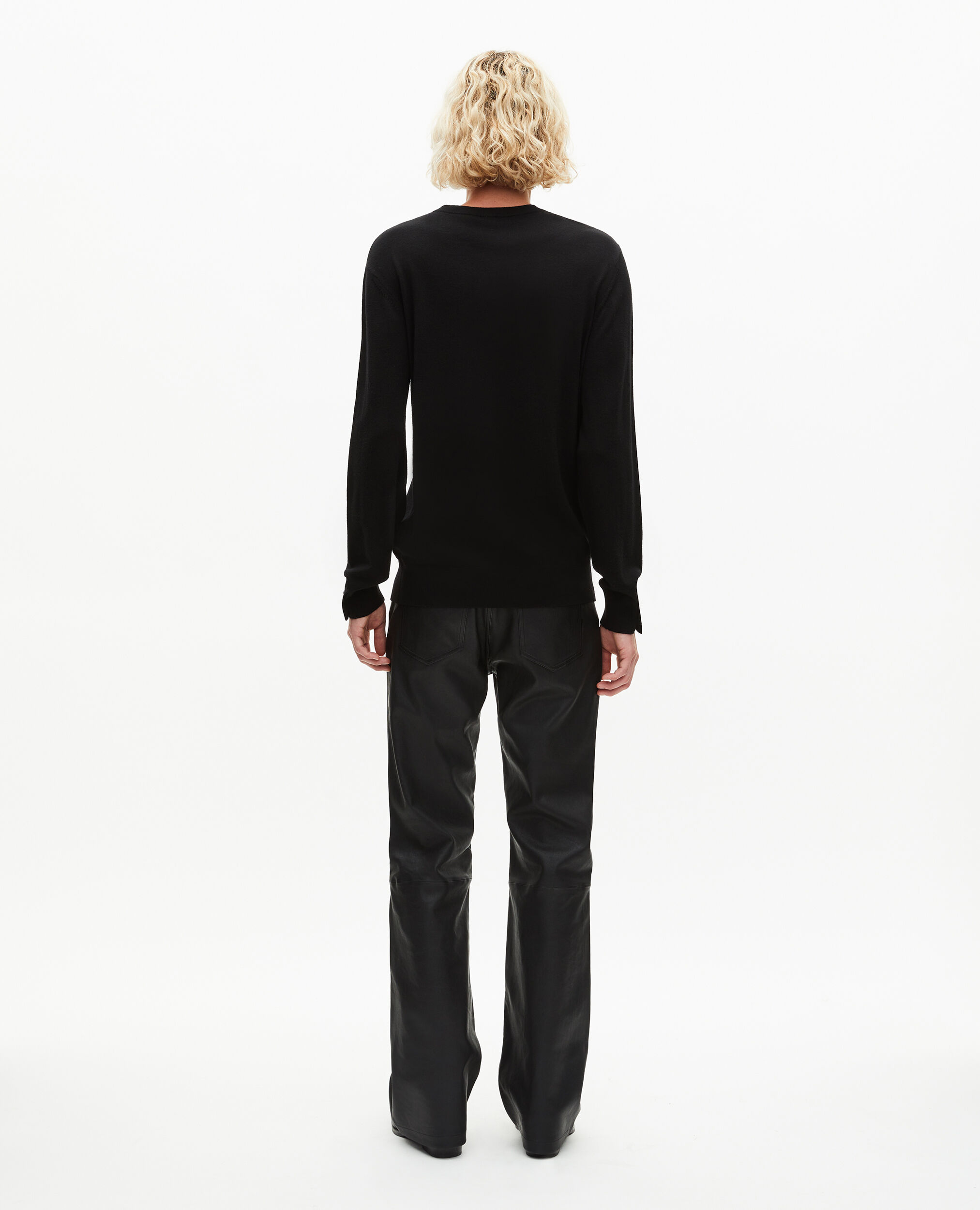 Pull col rond en laine mérinos noir