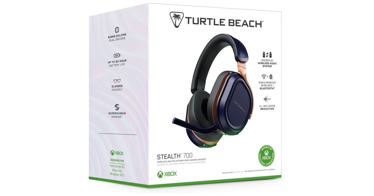 Turtle BeachStealth 700X Gen 3 draadloze gamingheadset over-ear   (Kobaltblauw, Xbox®, PC, Steam Deck en mobiel, 2,4GHz, Bluetooth 5.2)