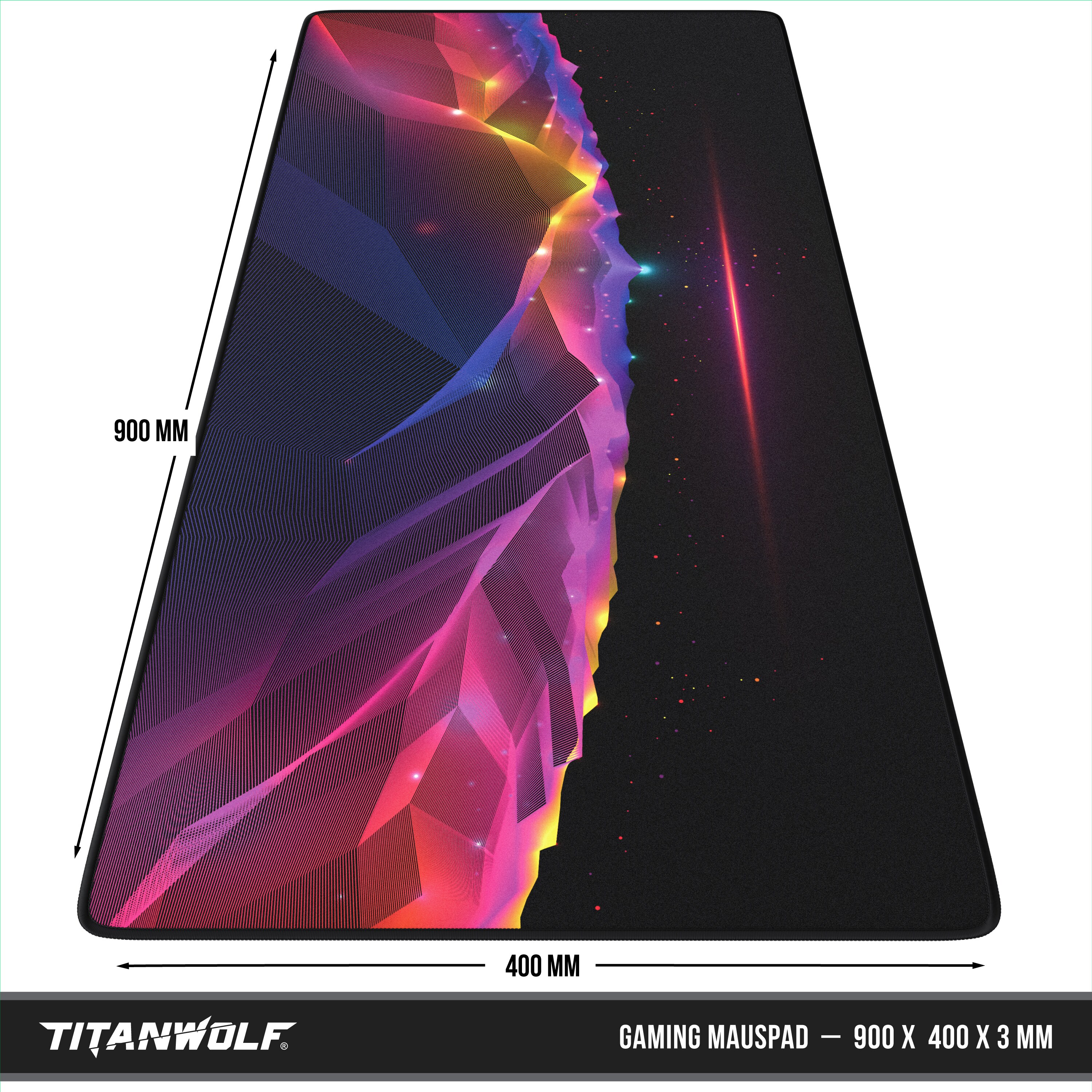 Titanwolf XXL Gaming Mauspad mit 900 x 400mm Mousepad - verbessert Präzision & Geschwindigkeit