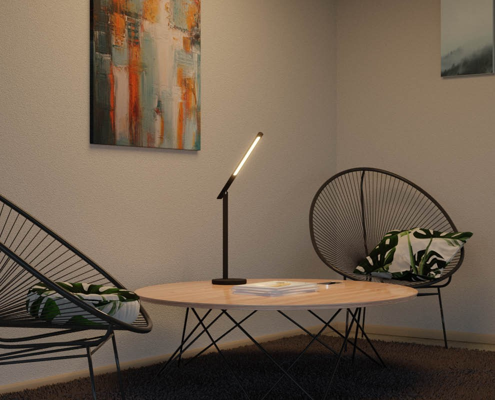 Halo LED Schreibtisch Leuchte Tisch Lampe mit Neigbarem Leuchtkopf (41-5011.003) - Schwarz
