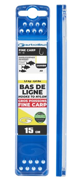 Bas de Ligne Garbolino Competition Hooks To Nylon - Fine Carp F1-R 15cm (8 Pièces)