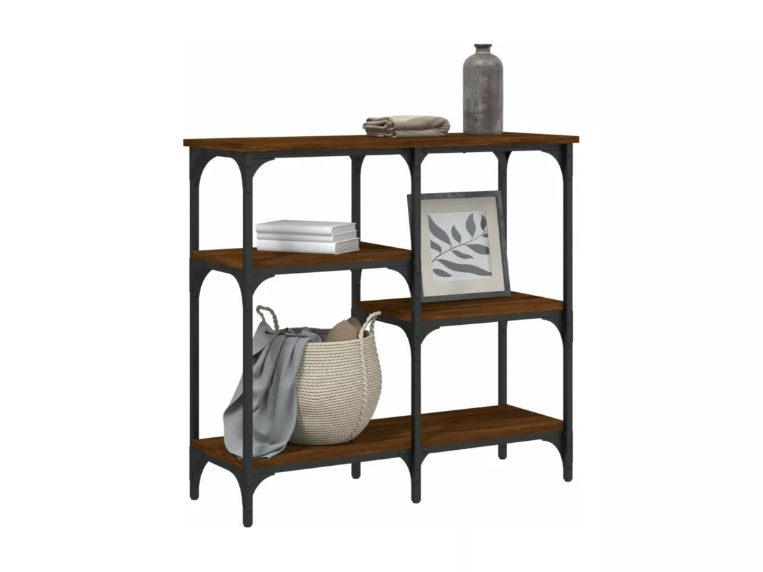 Table console chêne marron 80x29x75 cm Bois d'ingénierie