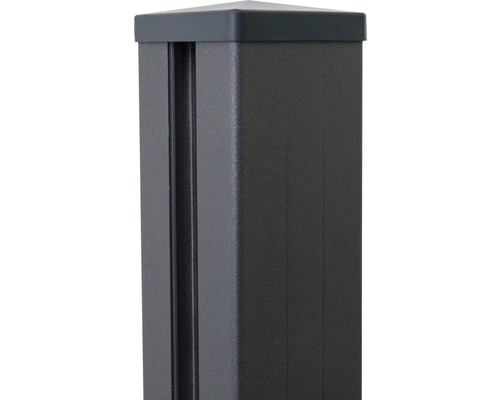 GroJa Flex/Lumino aluminium paal met DB703 kap voor inbetonnering, 7 x 7 x 240 cm, antraciet