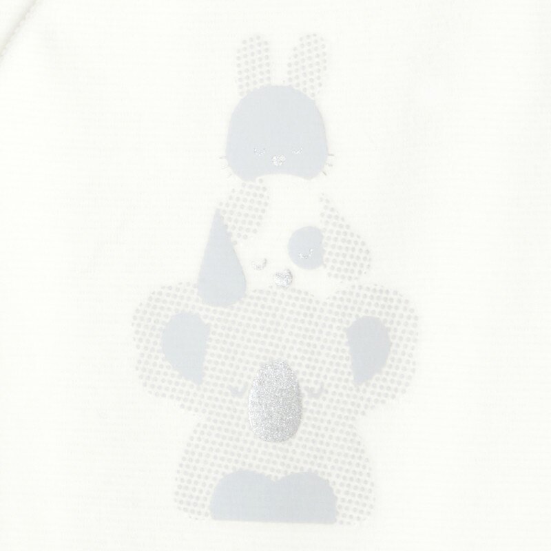 Dors-bien velours animaux col chambray blanc naissance Blanc
