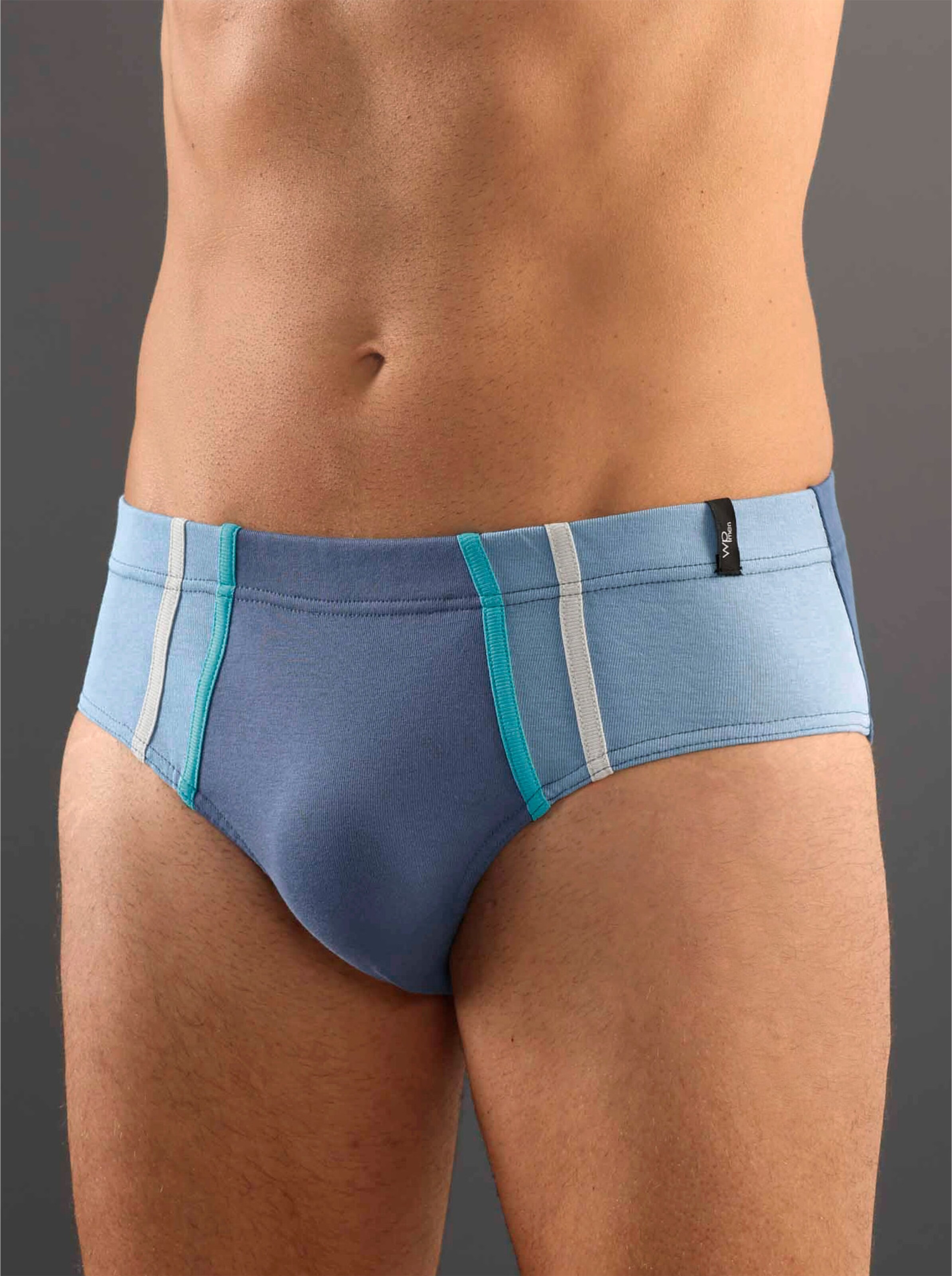 wäschepur men Slip in jeansblau + anthrazit + bleu + steingrau
