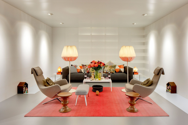 Vitra Repos loungestoel met ottoman cosy pebble grey
