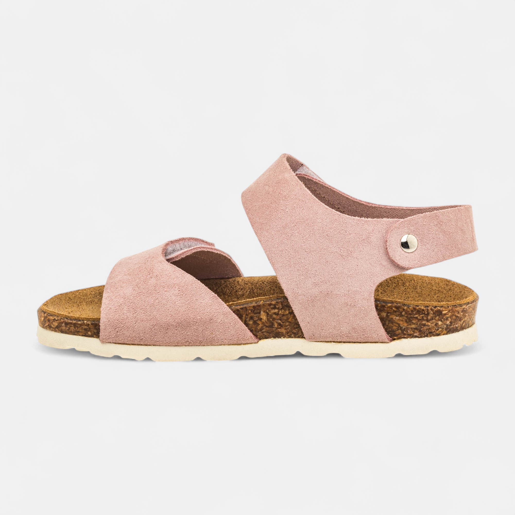 Mules semelle liège Fille en cuir rose